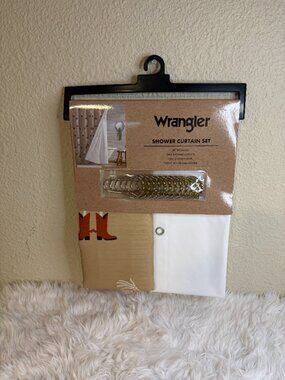 Wrangler Skeleton Cowboy Halloween Shower Curtain Set 72x72 NWT